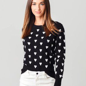 White + Warren Polka Heart Crewneck